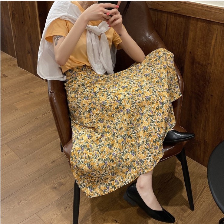 Chân váy vintage - chân váy dài hoa nhí cạp cao chun sau vải voan nhật - chân váy dài hoa nhiều màu CV18 | BigBuy360 - bigbuy360.vn
