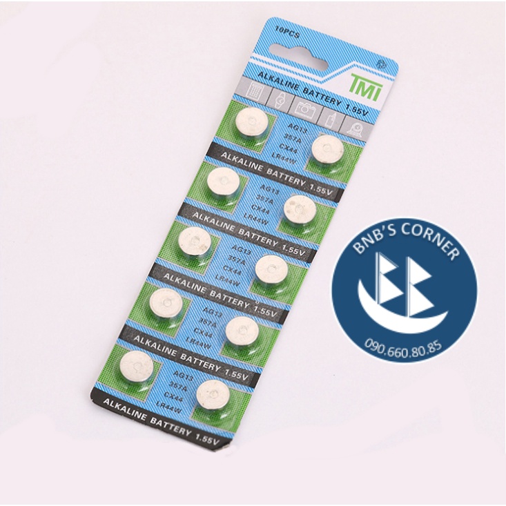 Vỉ 10 Pin nút áo AG13/LR44  dùng cho xe đồ chơi mô hình