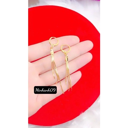 Bông tai tua mạ vàng , Hoa tai 3 tua bền mãi với thời gian -Minhanh09