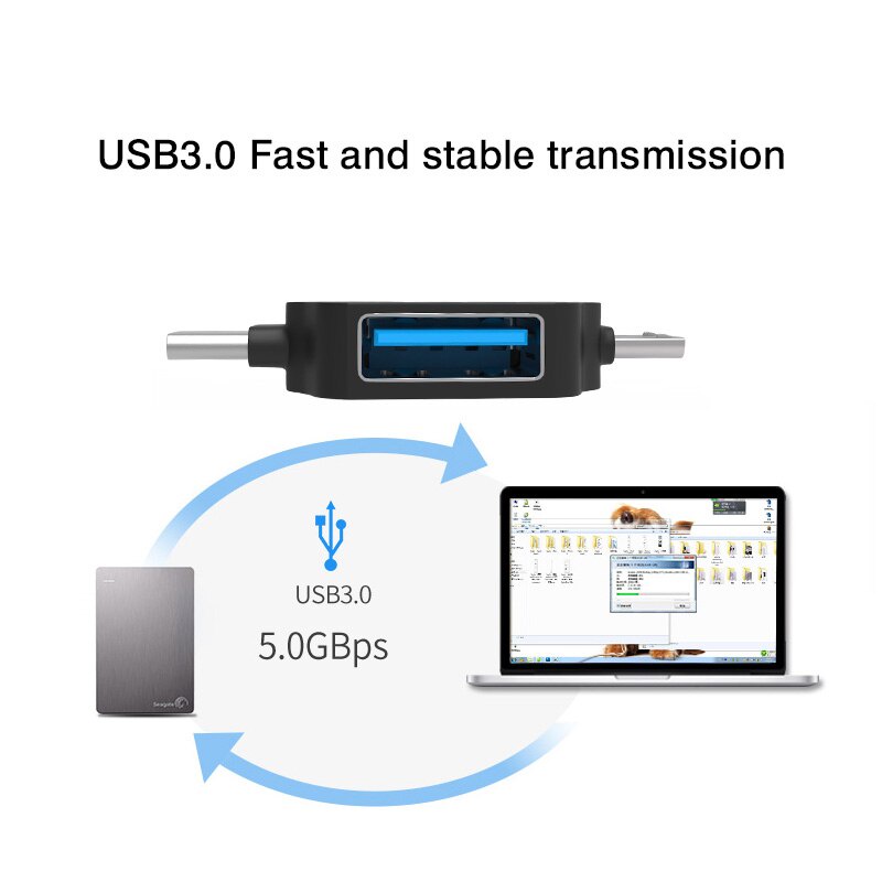 Bộ chuyển đổi 3 trong 1 USB OTG Cổng Lightning Type-C / Micro USB 3.0 cho iPhone Android Đầu nối máy tính mở rộng Đầu chuyển đổi đầu đọc thẻ