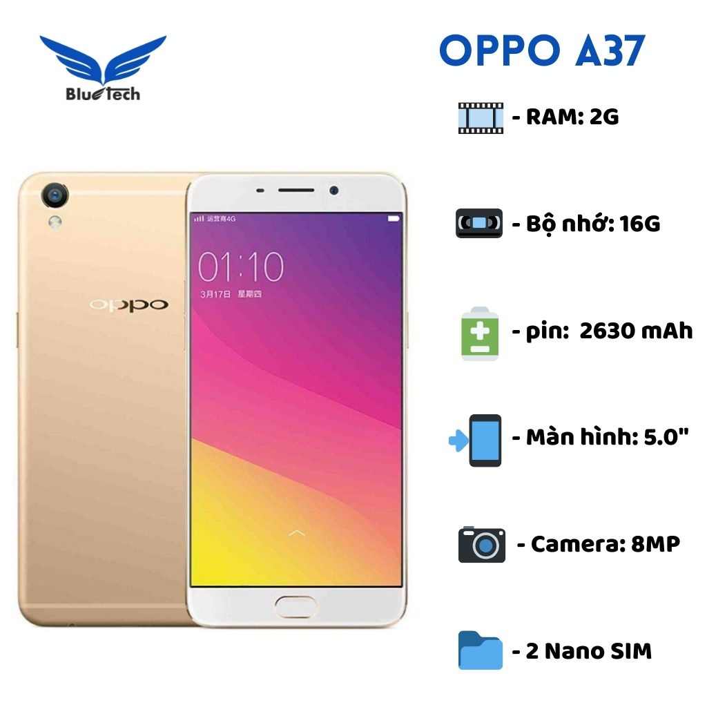 Điện thoại Oppo A37 - Smart phone Oppo A37M CHÍNH HÃNG 2 sim, ram 2G, rom 16G bền bỉ và giải trí siêu mượt
