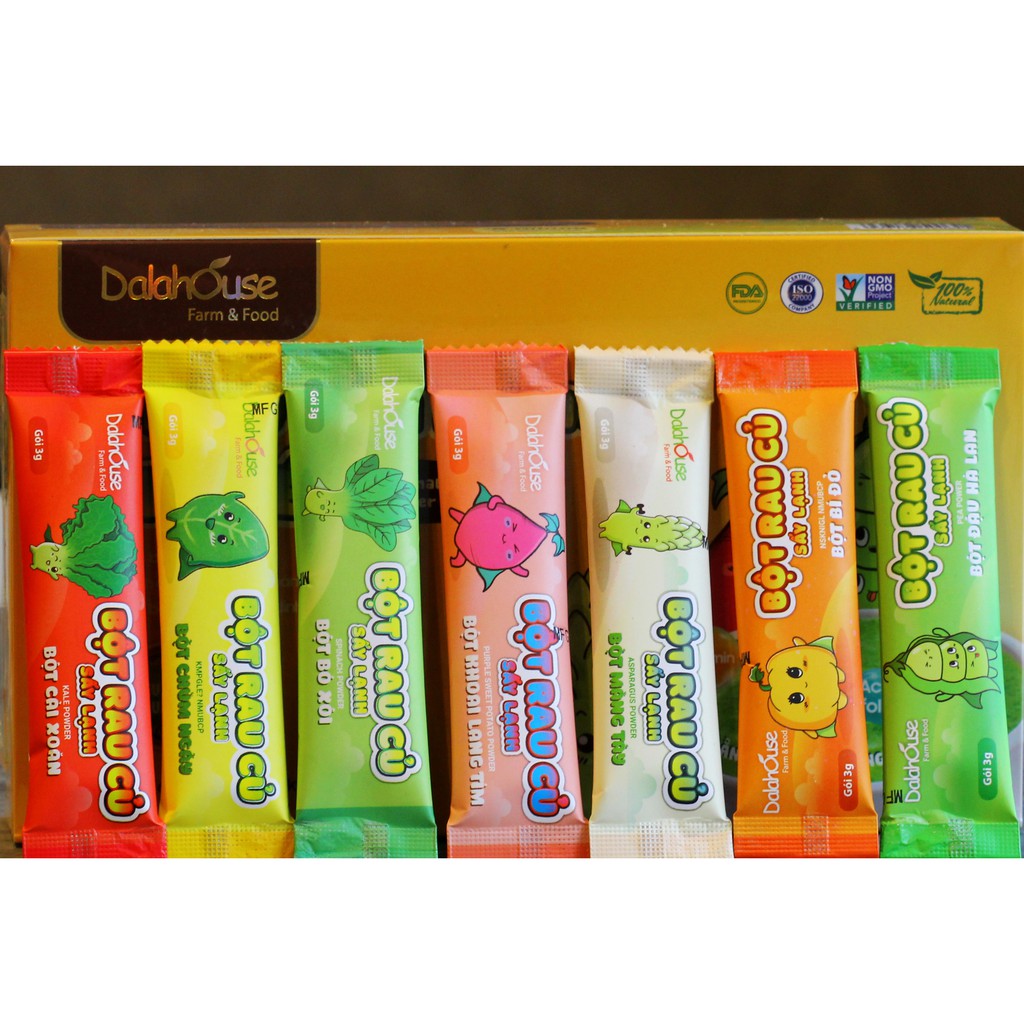 Combo 7 gói bột rau củ sấy lạnh ĂN DẶM hữu cơ cho bé - Bổ sung đa dạng rau củ, ngừa táo bón