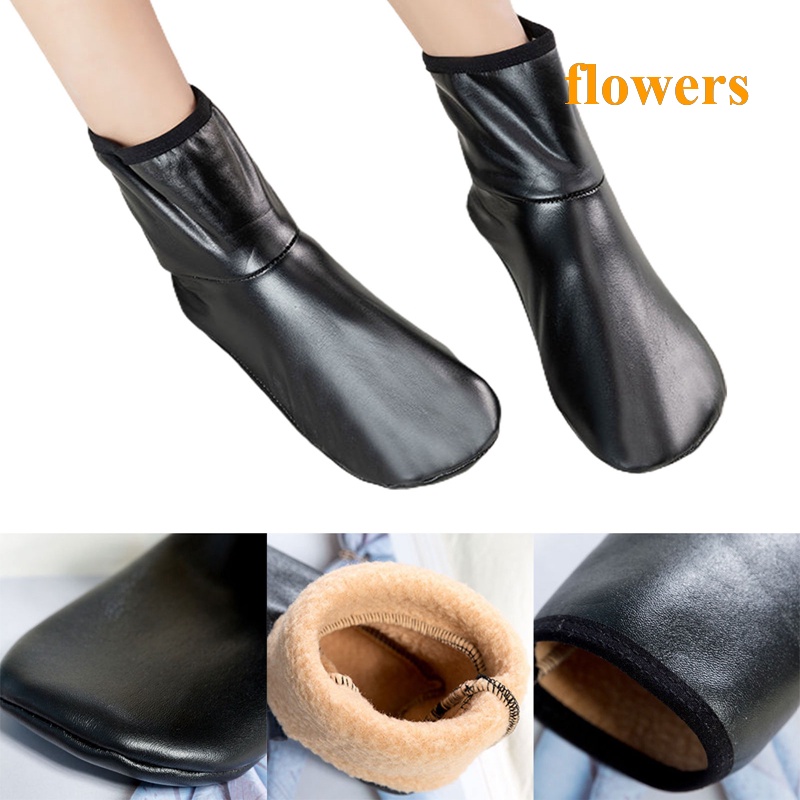 Đôi Vớ Da Giữ Ấm Chống Trượt Phối Lông Nhung Mềm Mại Dành Cho Nam Nữ Mang Trong Nhà