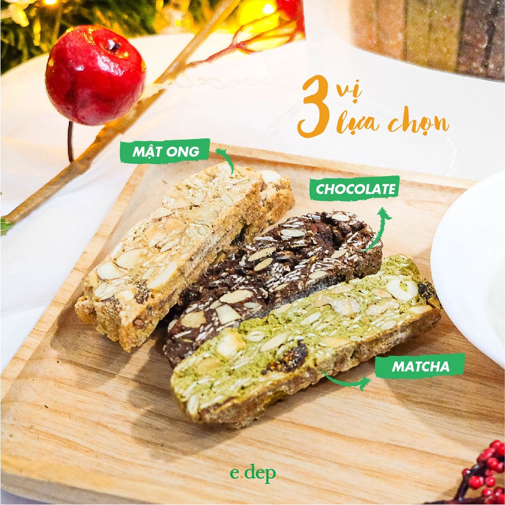 Bánh biscotti 210g ăn kiêng, không đường tinh luyện, Eat Clean