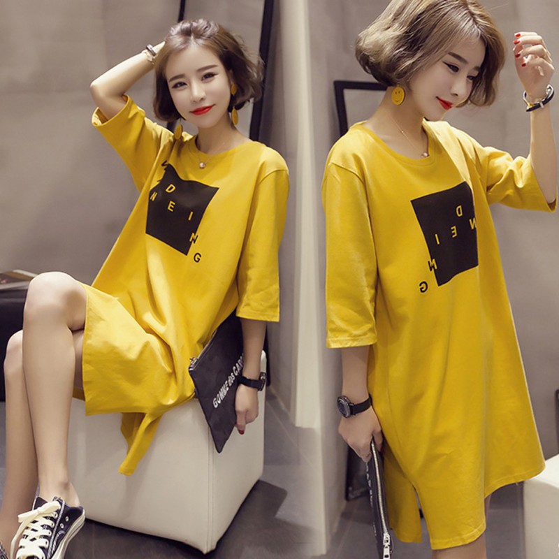 Đầm cỡ lớn in chữ thời trang phong cách hàn quốc dành cho nữ