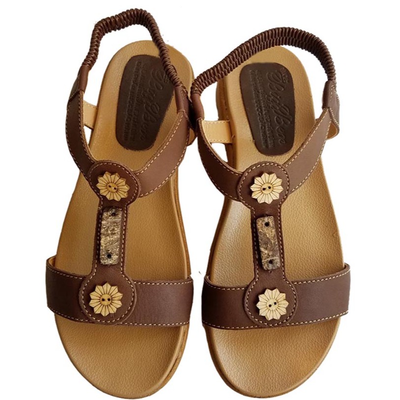 Giày sandal nữ quai ngang da bò BIGGBEN HKD104