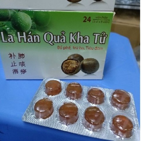 Kẹo ngậm LA HÁN QUẢ KHA TỬ giúp bổ phế, trừ ho, tiêu đờm - HỘP 20 viên