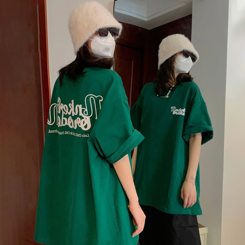 Áo Thun Tay Lỡ UNDERBROKEN Xanh Lá 100% Cotton, Áo Phông Rộng Mẫu Mới 2022