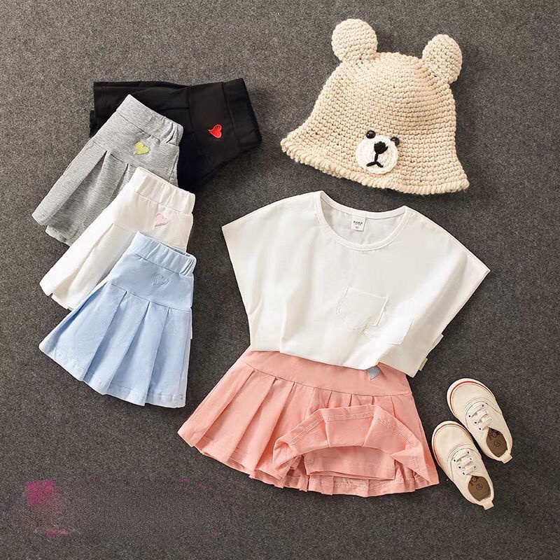 Chân Váy Ngắn Xếp Li Chất Liệu Cotton Thời Trang Mùa Hè Xinh Xắn Cho Bé Gái