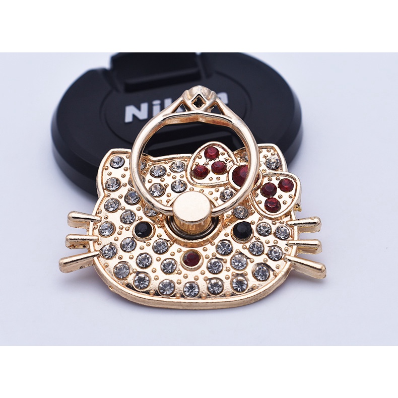 Giá Đỡ Điện Thoại Dạng Nhẫn Đeo Tay Chống Rơi Hình Mèo / Chim Công / Thiên Nga / Vương Miện Đính Đá