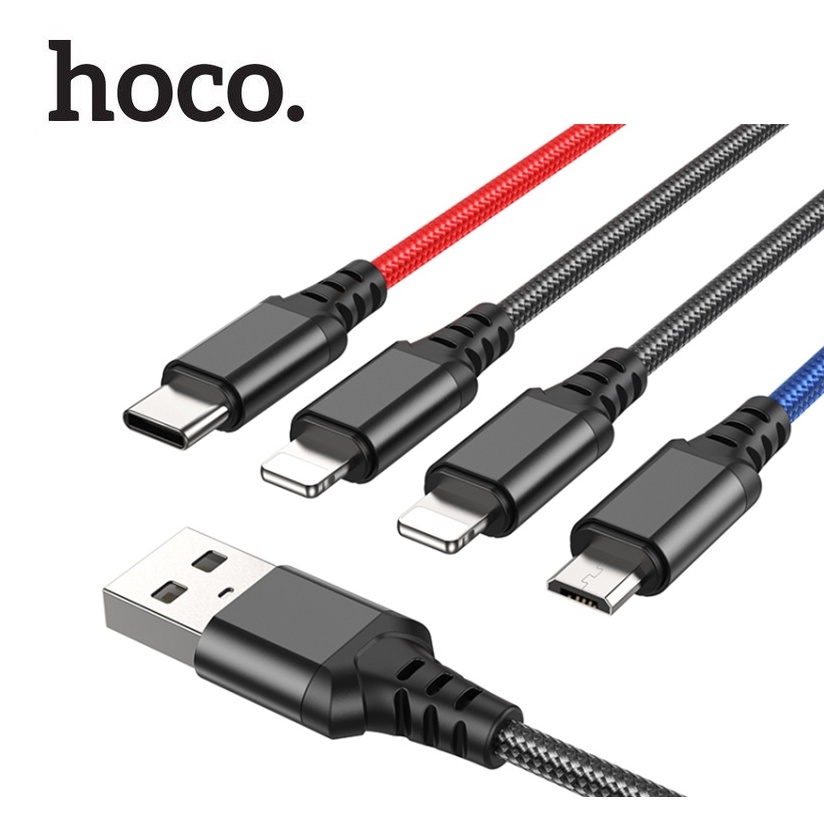 (Mới) Cáp Sạc 4 Đầu Hoco Tiện Lợi Sạc Cùng Lúc 4 Điện Thoại - Full Box