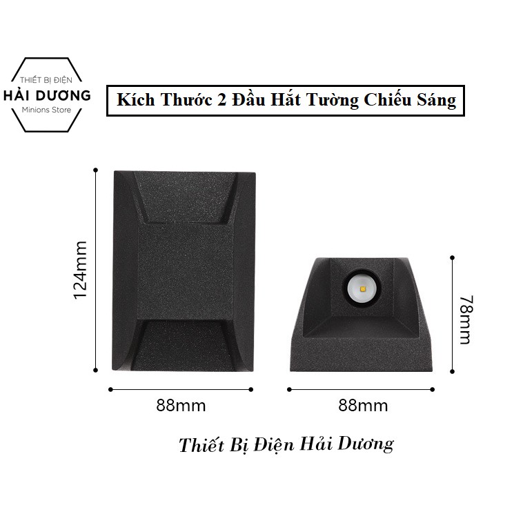 Đèn Trang Trí Hắt Tường 2 Đầu Trong Nhà , Ngoài Trời DT-124 - 6w Chống Nước Ánh Sáng Vàng - Energy Green Lighting