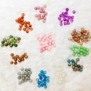 Hạt đá phong thủy có hoa văn làm vòng đeo tay cá tính size 1cm