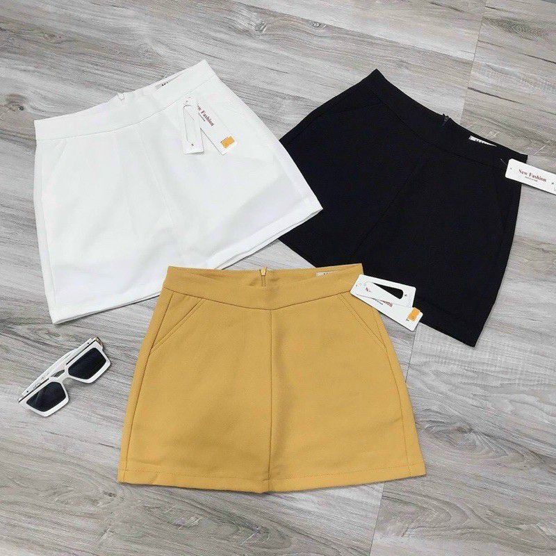 [AN MỘC] Quần short đùi vạt giả váy chứ A dáng trơn cho nữ