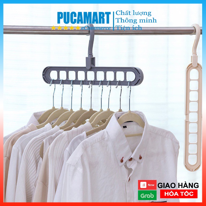 Móc Đa Năng 2 Chiều, Móc Quần Áo 9 lỗ Tiết Kiệm Không Gian - PucaMart