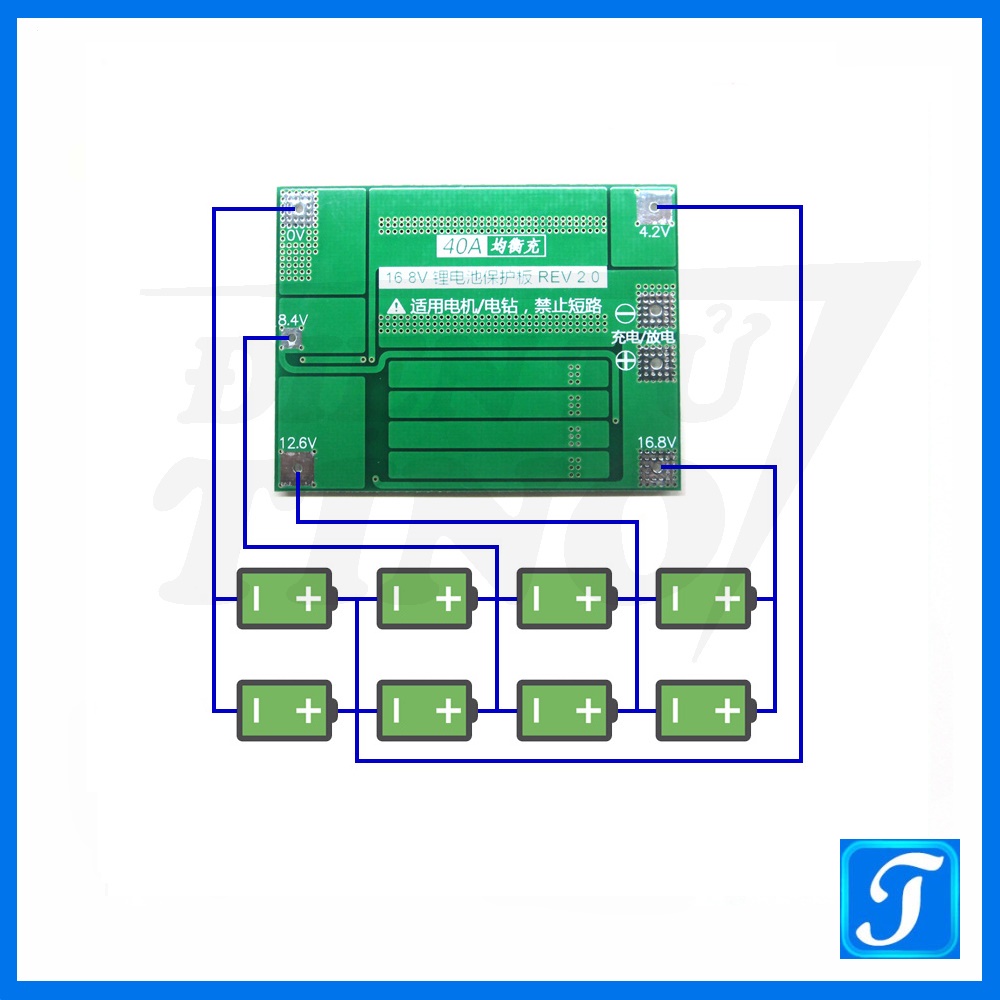 Mạch Sạc 4S 40A Bảo Vệ Pin và Cân Bằng Sạc Pin Lithium 18650 26650 và Polymer