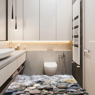 Miếng dán tường/sàn 3D hình đá cuội, dễ chùi rửa