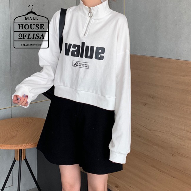 black sweatshirt black s Lady Spring Autumn Turtleneck Sweatshirt Printing Value Zipper Loose Pullover Tops