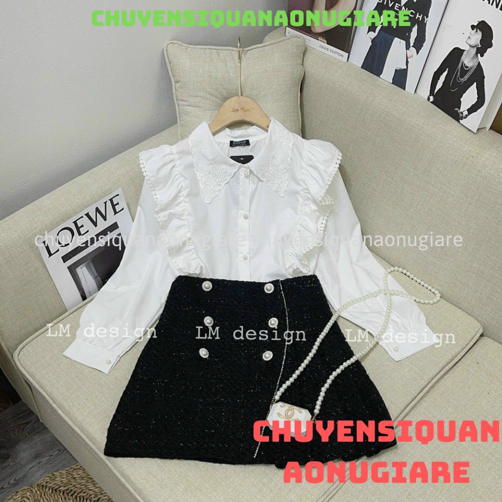 áo sơ mi tay bồng cổ bèo khuy ngọc tiểu thư chuyensiquanaonugiare