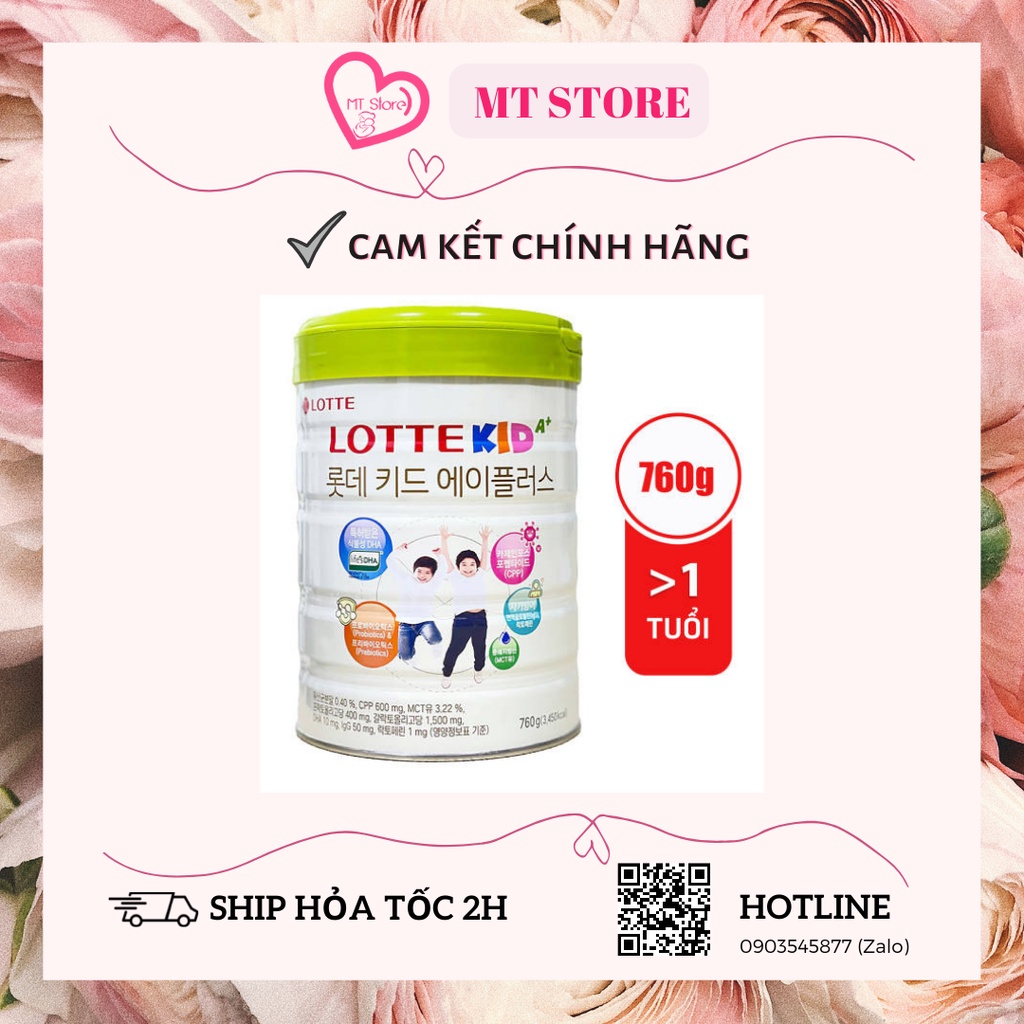 Sữa LOTTEKID A+  Bò / Dê hộp 760g tăng chiều cao cho bé 1-10 tuổi