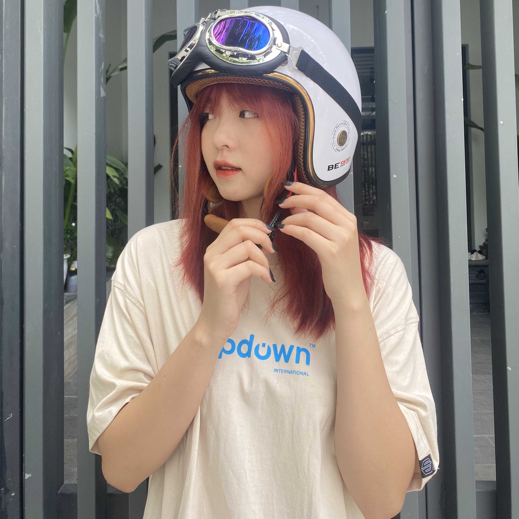 Mũ nón bảo hiểm 3/4 đầu cute kính âm xe máy đi phượt chính hãng