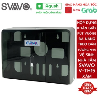 Hộp đựng khăn giấy rút vuông treo dán tường SVAVO V-TH15 xám đa năng tiện lợi nhựa sang trọng nhà tắm vệ sinh toilet