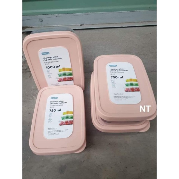 Set 4hộp nhựa inochi nhựa nguyên sinh cao cấp. 1 Bộ 4hộp 1000ml và 750ml
