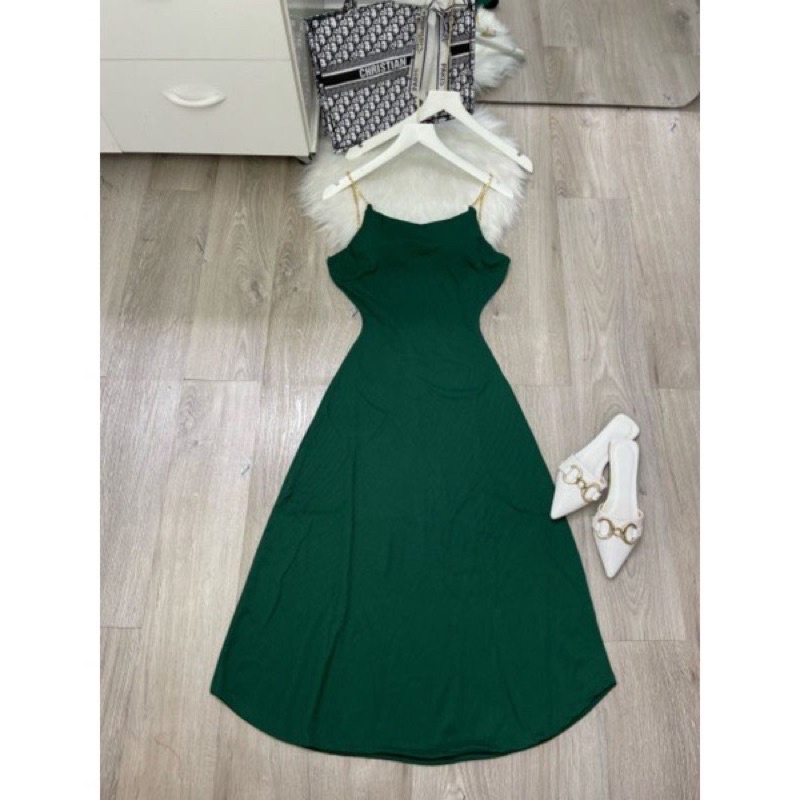 Đầm Hai Dây Xích Thun Gân Xịn - Có Mút Ngực - Form Xòe Nhẹ - Dáng Dài Maxi Ôm Body Sexy - Thiết Kế Đơn Giản Sang Chảnh