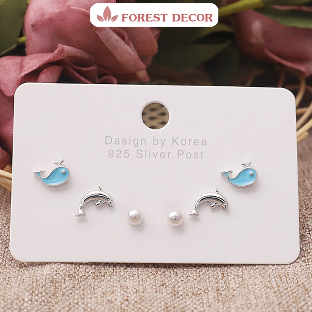 Combo 6 khuyên tai cá heo dễ thương, bông tai nữ, phụ kiện, trang sức thời trang nữ (FD125)