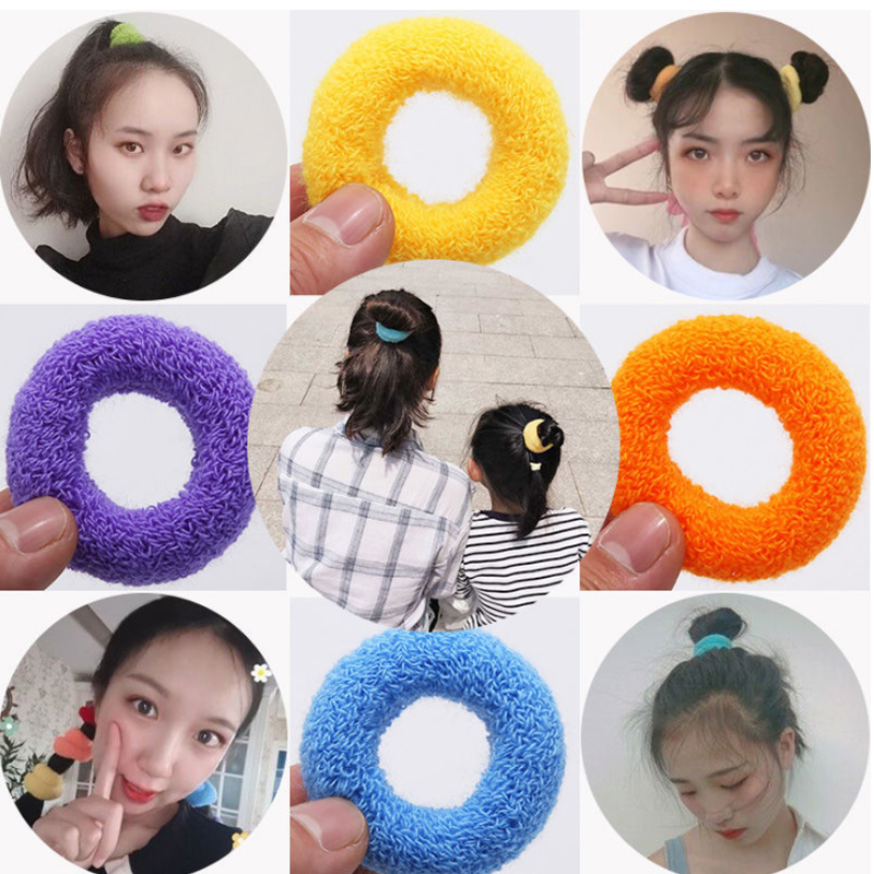 Dây cột tóc đuôi ngựa bằng len co giãn cho nữ thích hợp cho tóc dài &amp; xoăn