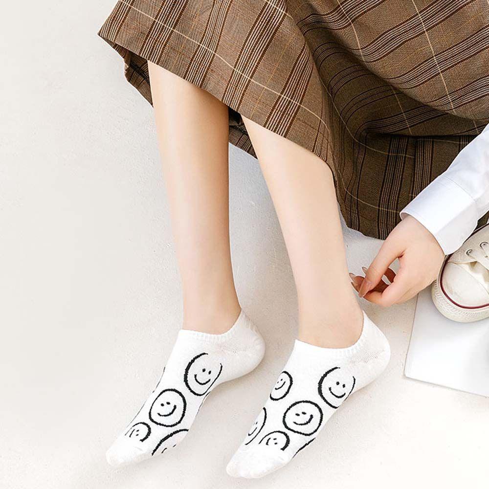 Vớ Thuyền Cổ Thấp Họa Tiết Mặt Cười Dễ Thương Thoải Mái
