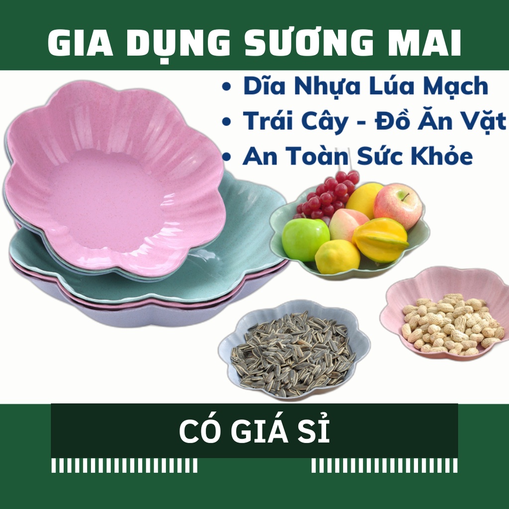 [Giá Sỉ] Dĩa Nhựa Dẻo Đựng Trái Cây, Bánh Kẹo, Đồ Ăn Vặt, Nhựa Lúa Mạch An Toàn Sức Khỏe