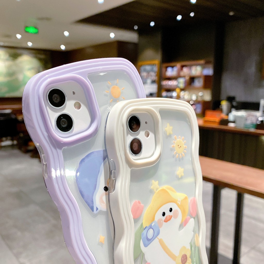 Ốp Điện Thoại Trong Suốt Họa Tiết Gợn Sóng 2 Trong 1 Cho iphone 13 12 pro max 11 XS X XR 7 8 plus 13-7P Sự Bảo Vệ