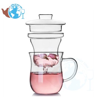 Ly Lọc Trà Thủy Tinh Dáng Eo Thon 300ml