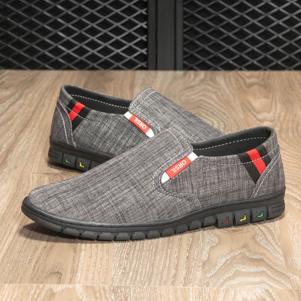 Giày lười nam ORSIL vải jeam màu xám | BigBuy360 - bigbuy360.vn