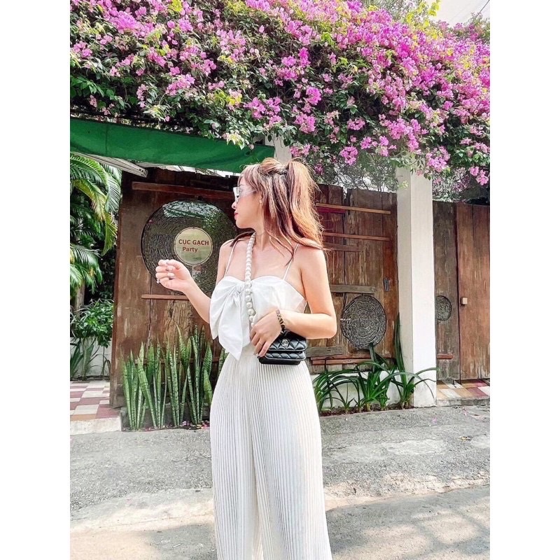 set áo nơ quần dập li siêu đẹp