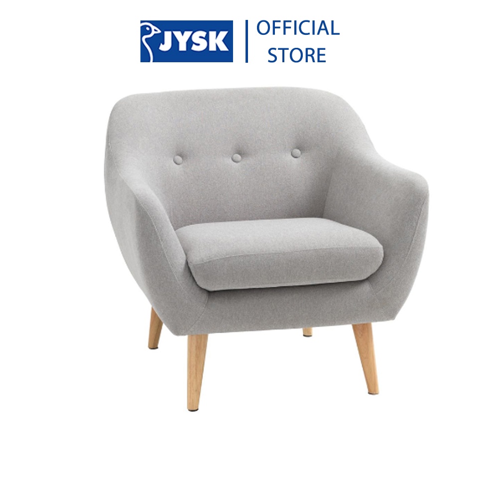 Ghế bành | JYSK Egedal | vải polyester | xám nhạt | R84xS81xC82cm