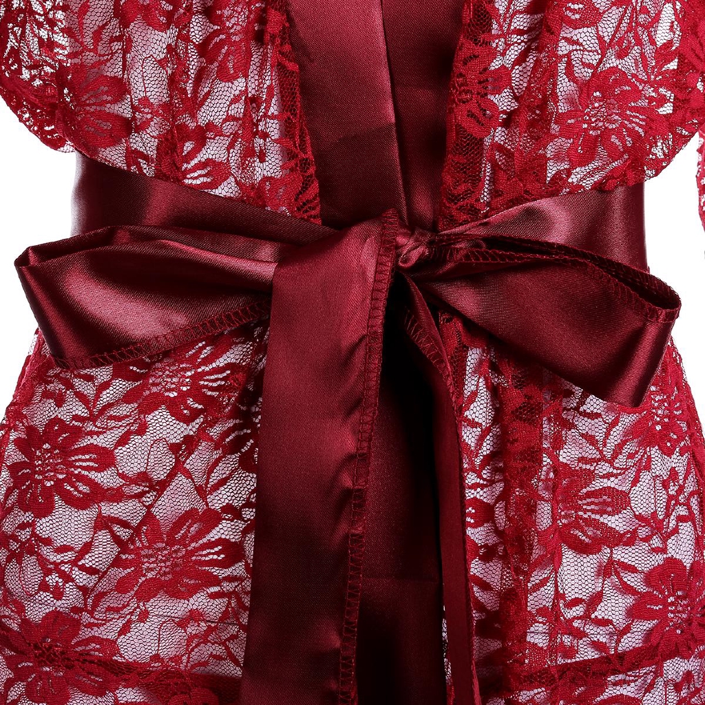 Áo Choàng Ngủ Dáng Dài Phối Ren Hoa Quyến Rũ Cho Nữ | BigBuy360 - bigbuy360.vn