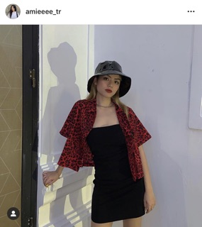 Áo sơ mi da beo ngắn