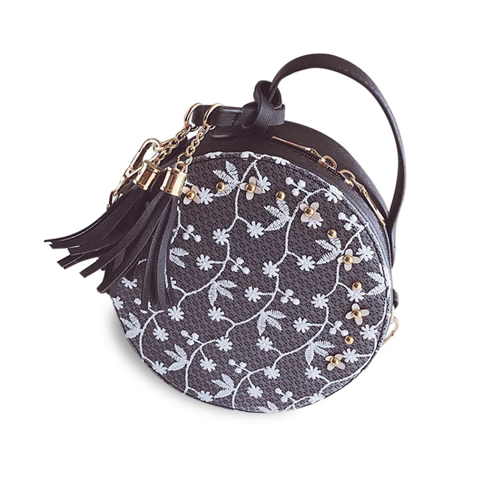 Túi Hộp Tròn Đeo Chéo Thêu Hoa Siêu Xinh G8901 | BigBuy360 - bigbuy360.vn