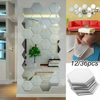 Bộ 12 / 36 Miếng Gương Dán Tường 3D Tự Dính Tuỳ Chọn Chất Lượng Cao