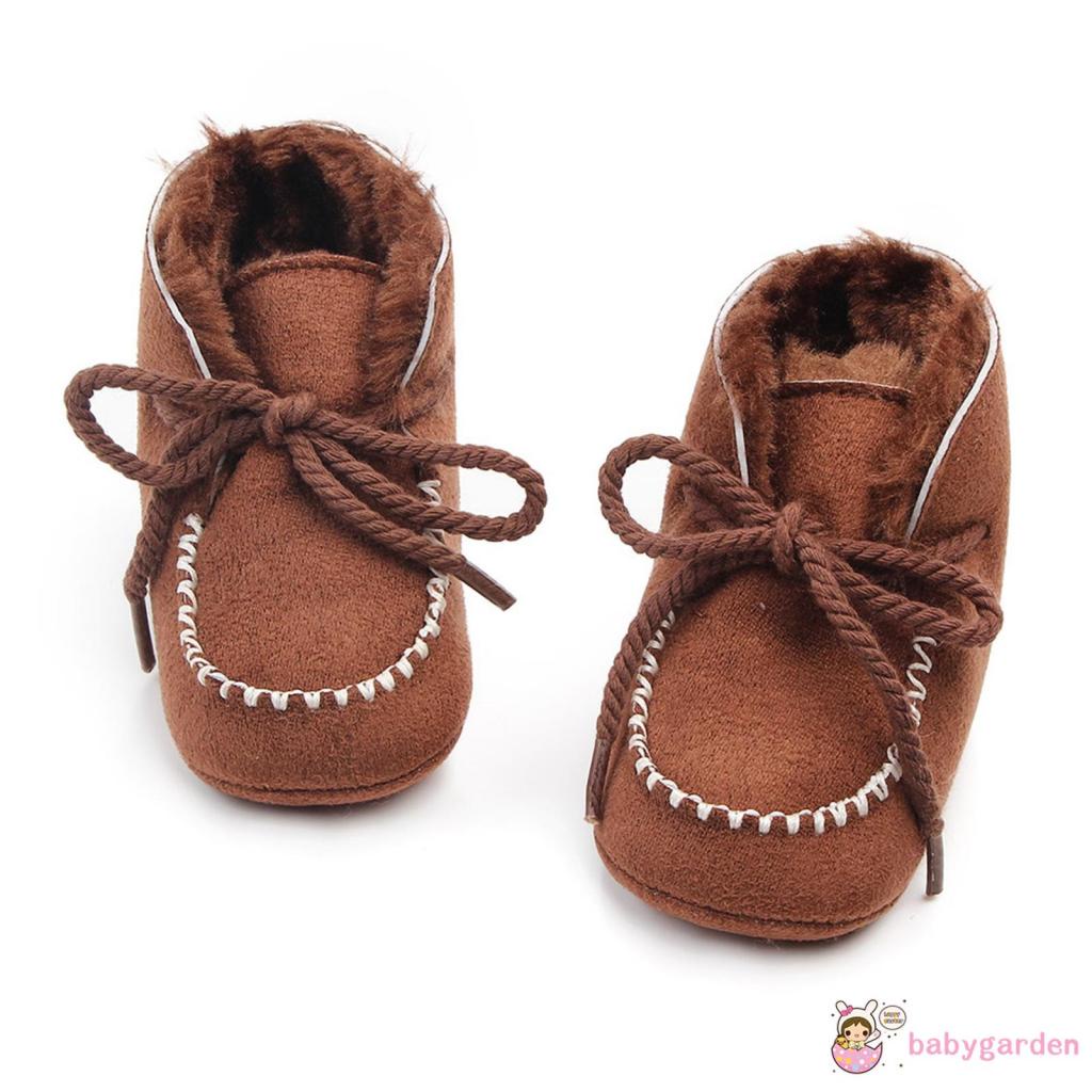 Babygarden-giày Tập Đi Đế Phẳng Dày Dặn Lót Lớp Lót Dây Rút Có Thể Điều Chỉnh Chống Trượt Giữ Nhiệt Sớm Cho Bé