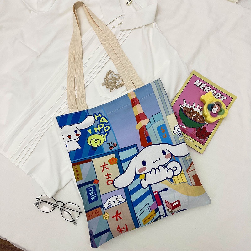 Túi Xách Vải Canvas In Hình Đơn Giản Thời Trang Mới Cho Nữ