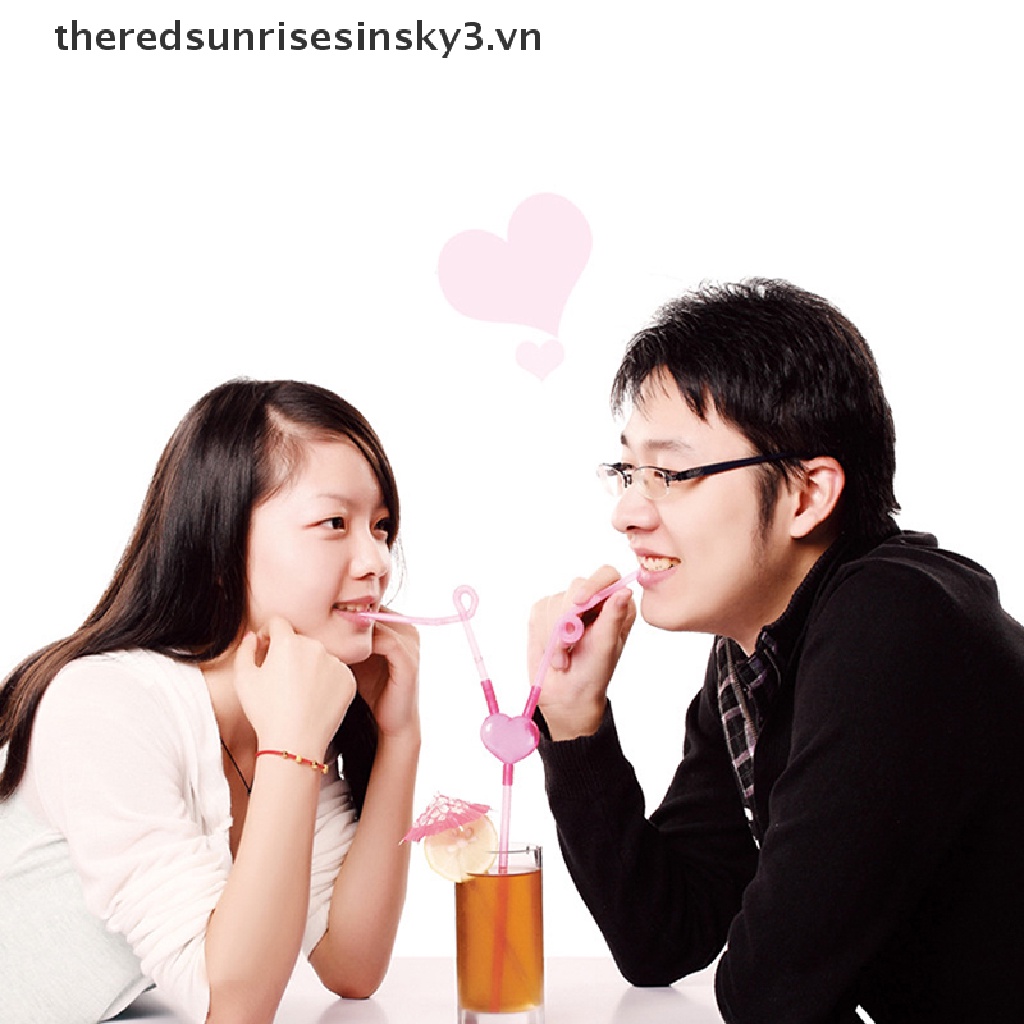 ^ ~ ^ Ống Hút Kép Hình Trái Tim Độc Đáo Linh Hoạt Cho Quán Bar