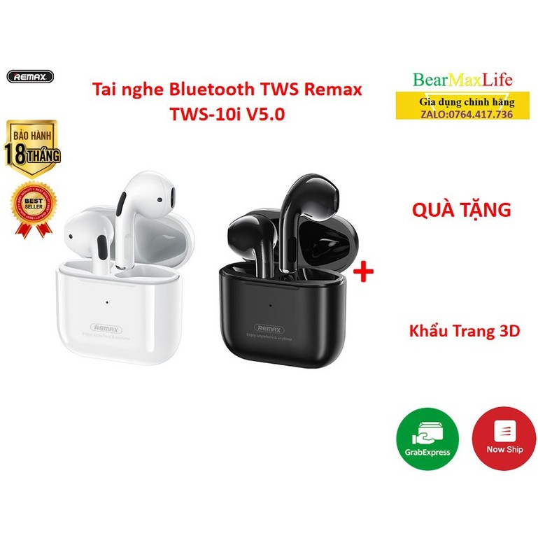 [FreeShip][Ship 2H]Tai nghe Bluetooth TWS Remax TWS-10i V5.0 Thiết kế nhỏ gọn, Thời trang - Hàng chính hãng Bảo hành 12T