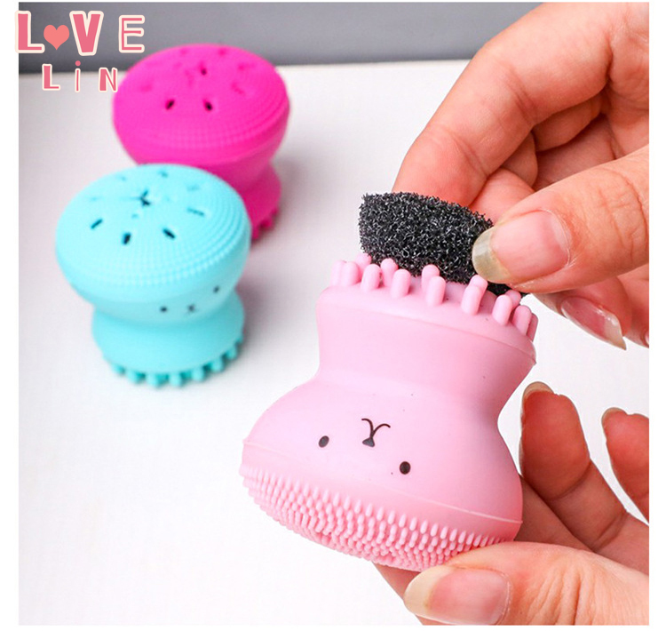 Cọ Rửa Mặt Làm Sạch Sâu Hai Mặt Hình Bạch Tuộc Tiện Dụng