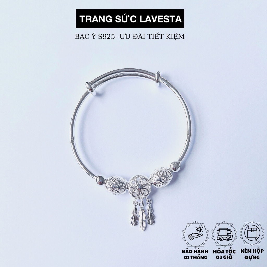 Vòng tay bạc nữ 925 nhã nhặn, cá tính Lavesta SUN02