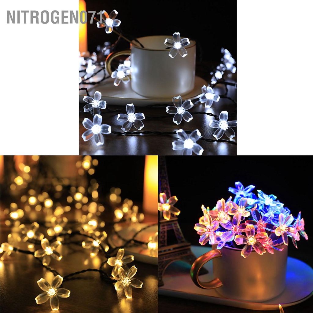 Dây Đèn LED Trang Trí Hình Hoa Anh Đào Xinh Lung Linh 5M Và 20 Đèn - Năng Lượng Mặt Trời Chống Thấm Nước Trang Trí Sân Vườn Nitrogen071