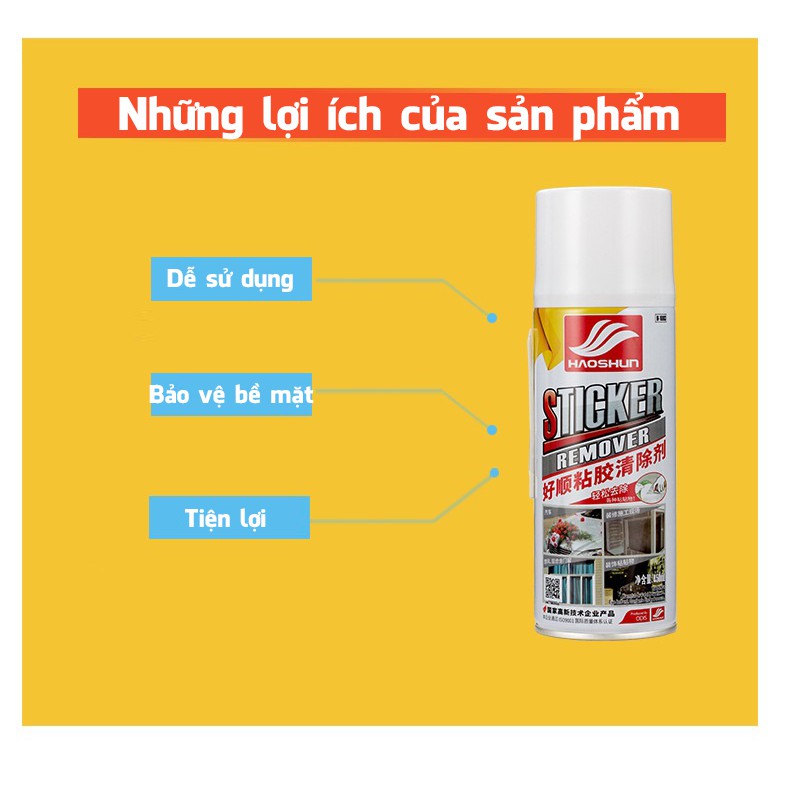 Chai xịt tẩy băng dính băng keo Sticker Remover HaoShun H-1003 dung tích 450ml