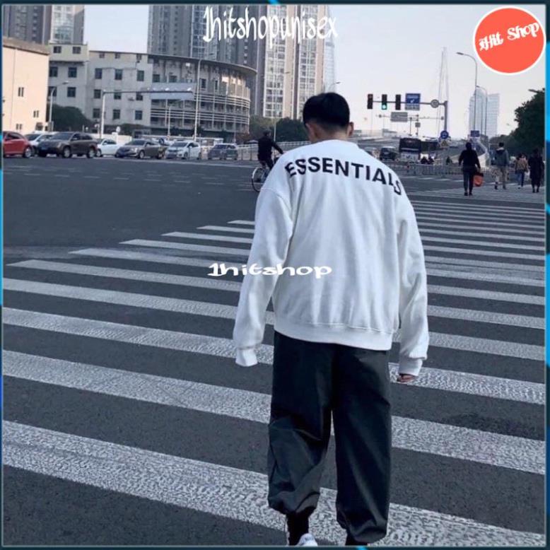 Áo Sweater nam nữ 1HITSHOP UNISEX Áo Nỉ Cổ Tròn Essential nỉ cotton trần bông co giãn dày ấm form rộng 2 màu đen trắng | BigBuy360 - bigbuy360.vn
